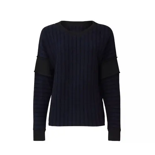 Maison Margiela Long Sleeve Navy Ribbed Oversized Crewneck Knit Sweater Size XS