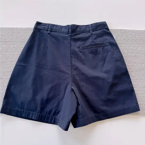 Dockers Navy Blue Classic High Natural Waist Pleated Chino Shorts Size 10 NWT