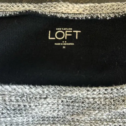 Loft  Black and Gray Crew Neck Sweater with Modern Color-Block Design