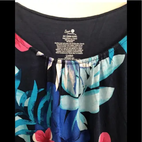 secret treasures Womens Sleep Top Size 4X 26 W-28W Navy Floral Rayon Spandex New