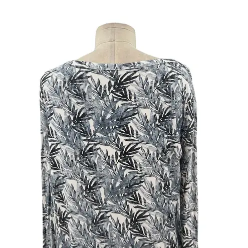 Posh Peanut Henley Button Stretch Maxi Dress Jared Blue Leaf Print Size Small