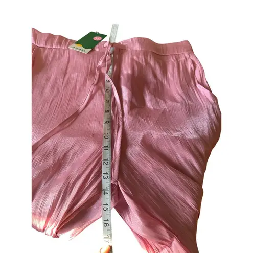 Halara Light Pink Metallic Semi Sheer Cargo Pants Drawstring Pockets XL NWT