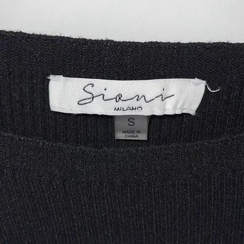 Sioni Milano Black Illusion Sheer Floral Embellished Sleeve Sweater Size Small