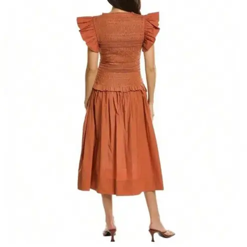Ulla Johnson NWT Madeline Ruffled
Smocked Midi Dress in Clay Sz 2 $595