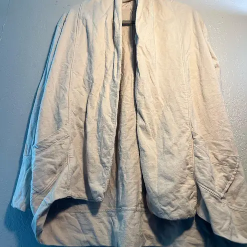 Cream Pink Cape with Shawl Collar and Relaxed Fit Oversized Jacket Robe SZ S