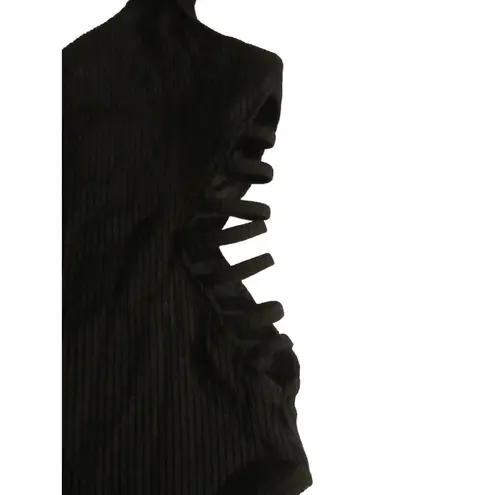 Victoria’s Secret PINK Ribbed One Piece Swimsuit Strappy Sides XS Black