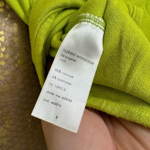 Naked Wardrobe Bright Lime Green Long Sleeve Bodysuit Small