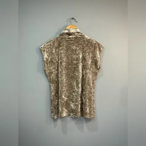 Light Brown Elliott Lauren Crushed Velvet Mock Neck Top Size M EUC Size M