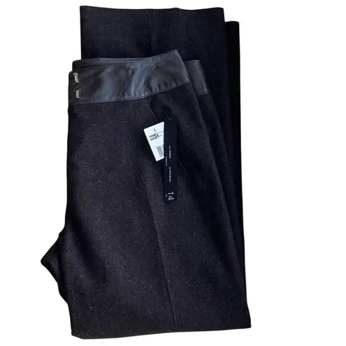 NWT ~ SIENA STUDIO Brown Tweed Pocket Faux Leather Trim Wool Pants ~ Women's 14