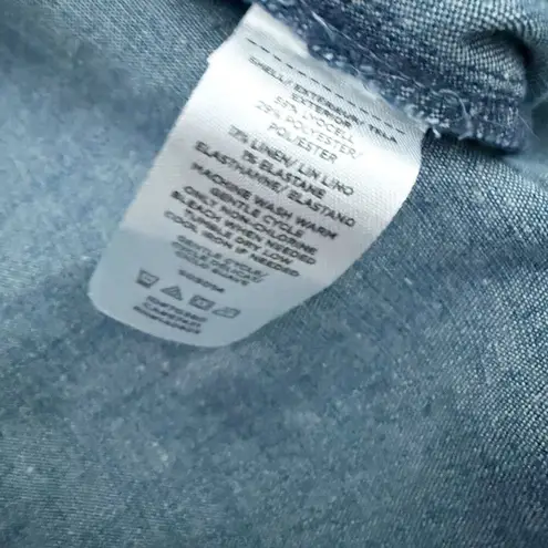 Loft  | Plus Chambray Ruffle Trim Blouse Denim-look Button Down Top | Size XL