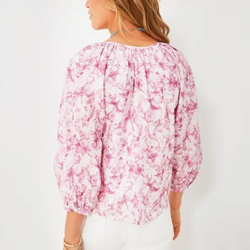 NWT Tuckernuck Hyacinth House Pink Abstract Floral Maisie Tie Blouse