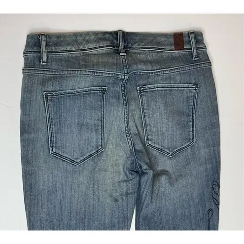 Vera Wang Simply Vera  Skinny Embroidered Mid Rise Black‎ Jean sz 4