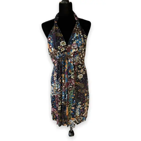 Olian Womens Top Size Large Maternity Fall Colors Floral Halter Dress NEW