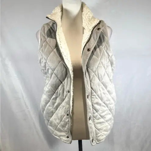Reversible super soft quilted fleece vest size medium Gray