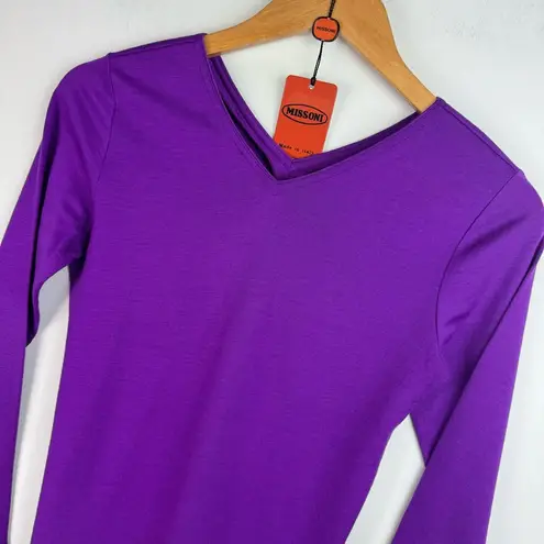 Missoni Vintage Womens Matching Set Top Skirt Purple 100% Wool