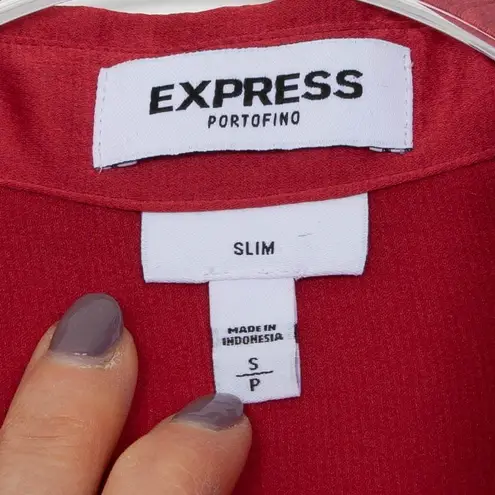 EXPRESS  Portofino Red Sleeveless Collared Button Front Slim Fit Blouse Size S