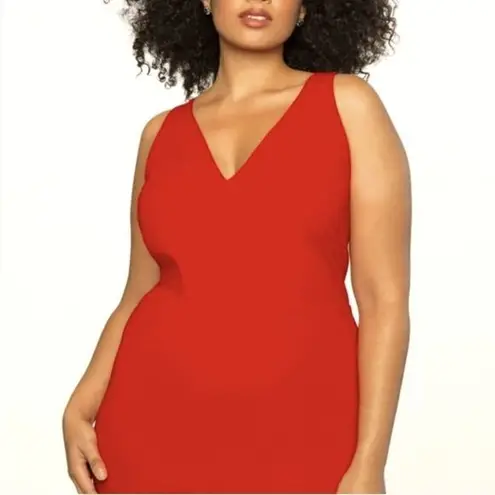 Eloquii NEW red maxi formal dress with trail, women's size 16