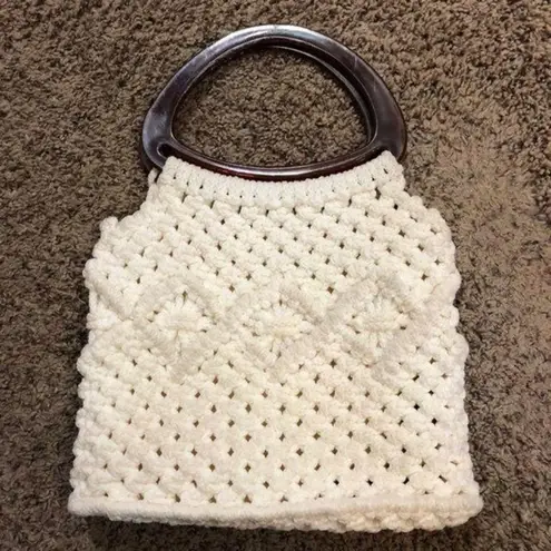 Vintage Hand Made Crocheted Purse Cream