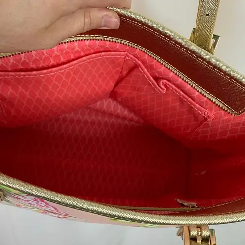 Spartina 449 | Pink Flamingo Print Genuine Leather Shoulder Bag Purse Tropical