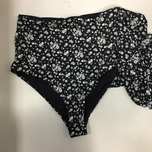 dippin daisy's swimwear Dippin’ Daisy’s Grace High Waisted Side Tie Black Floral Bikini Swim Bottoms