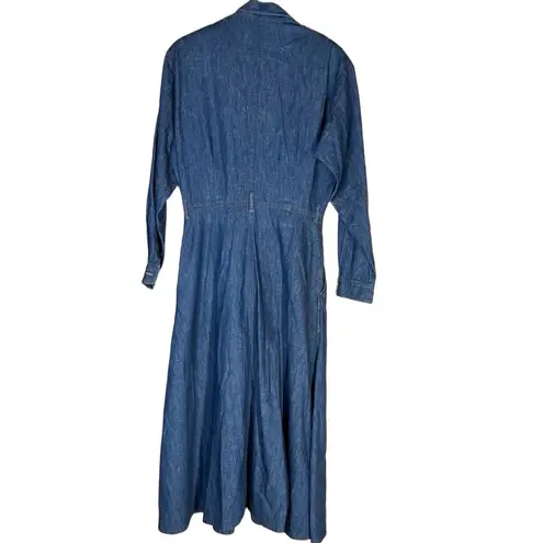 Ruff Hewn Ruff Hewn Vintage Denim Blue Long Sleeve Button Down Maxi Dress Size 8