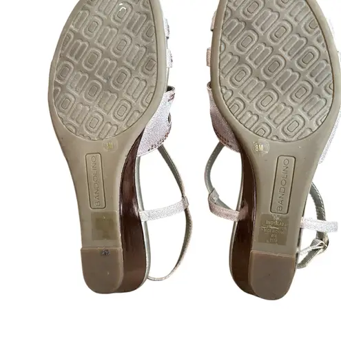 Bandolino  Women's Metallic Pink Strappy Wedge Sandals with rhinestones