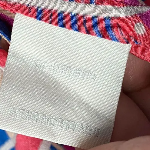 Champagne & Strawberry 100% Silk Pink Medium Geometric Print Flowy Maxi Dress