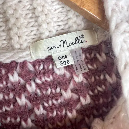 Simply Noelle  Chunky Knit Shawl Cardigan Purple & Cream Button Detail‎ One Size