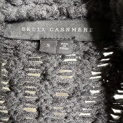 Skull Cashmere Cable Knit Shawl Collar Cardigan Sweater Women's Charcoal Gray S