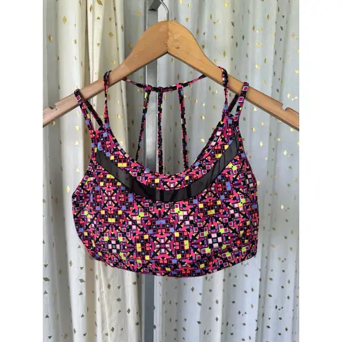 Victoria's Secret  Sport Strappy Back Geometric Mesh Neckline Padded Sports Bra M