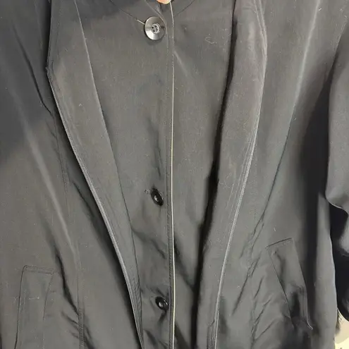 Gallery Women's Hooded Two Tone Raincoat Sz Small Removable Lining Black Beige