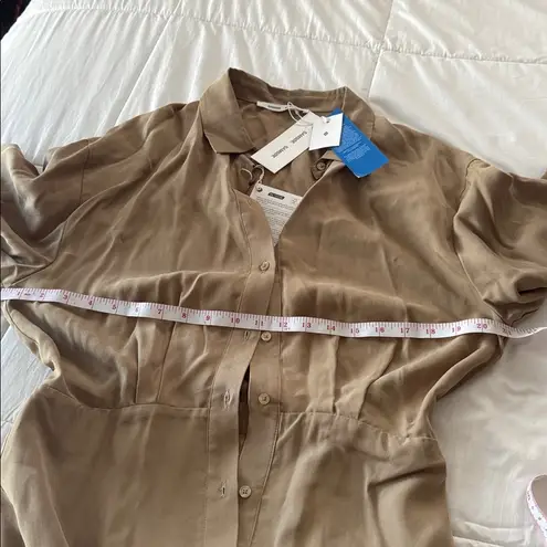SAMSOE Beige Long Sleeve Shirt Dress size M Tan Size M