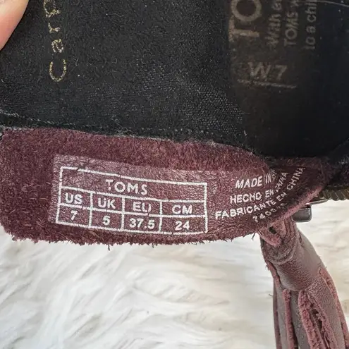 Toms  Leila Leather Ankle Bootie Oxblood Dark Red Zip Closure Size 7