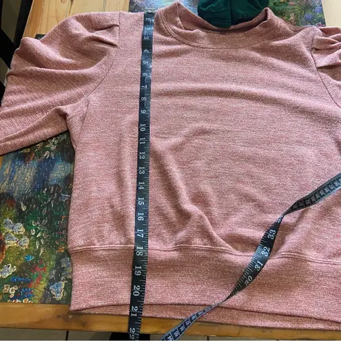Band of Gypsies Irene Pink Metallic Knit Puff Shoulder Pullover Sweatshi… Size L