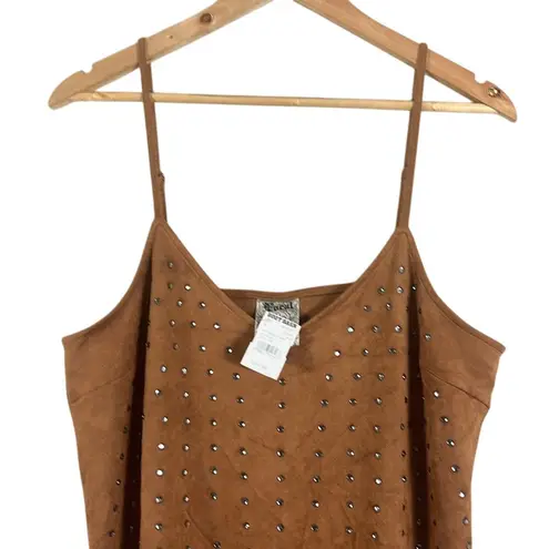 Vocal NWT Dress Womens L Brown Faux Suede Studded Embellished Mini Western 70s