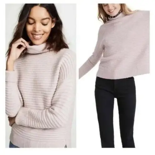 Madewell  Belmont Mock Neck Wool Blend Ribbed Sweater Womens Size S Pink