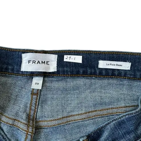 Frame Blue Cropped Le Pixie Beau Distressed Denim Jeans Women Size 29 | 29-1