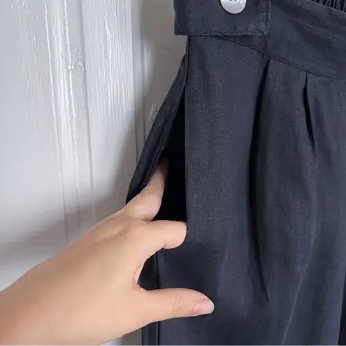 Free The Label • Monaco Pants black linen wide leg pleated ankle cropped Size M