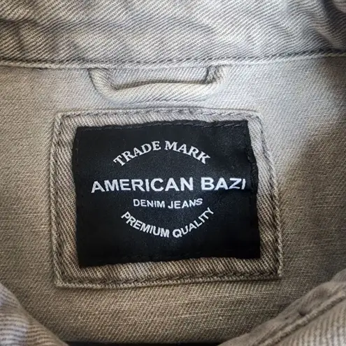American Bazi Gray Deconstructed Denim Shacket (S)