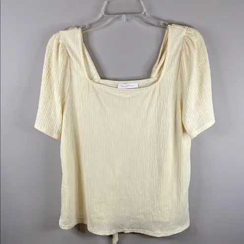 Ces femmeCream Smocked Blouse with Tie Front Size M