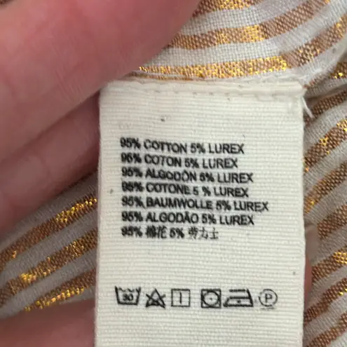 Jen's Pirate Booty Jen’s Pirate Booty Cream & Gold Metallic Stripe Side Slit Kaftan Maxi Dress