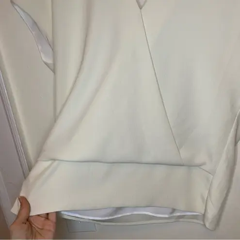 MM.LaFleur Antonia Draped Front Short Sleeve Top Eco Soft Weave Ivory Sz Small