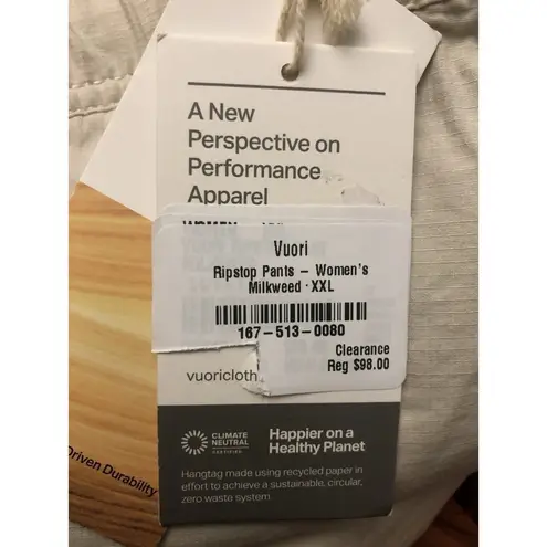 Vuori Ripstop Womens Hiking Climbing Pant Color Milkweed Size XXL New w/tag