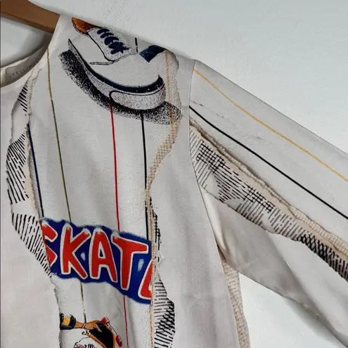 Stella McCartney Skate paper print blouse 100% silk Rare vintage size EU 40