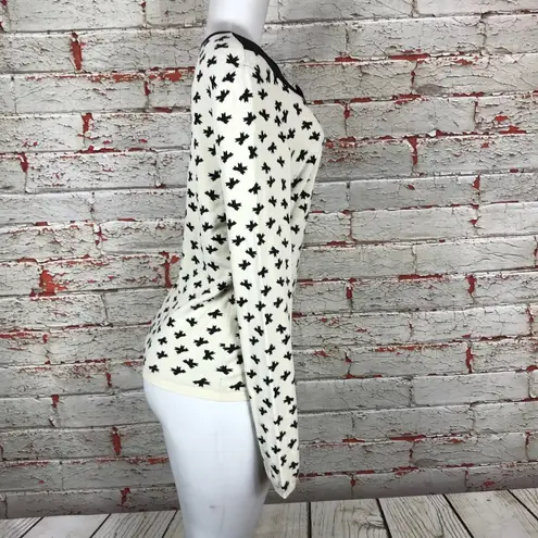 Red Valentino Sweater Size XL Bow Black Lace Trim