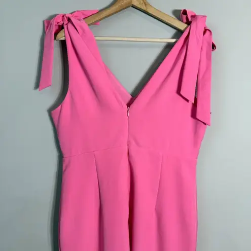 Julia Jordan V-Neck Tie Sheath Knee Length Dress Womens 12 Pink Bows Formal Chic