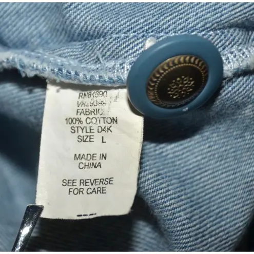 Vintage Tudor Court Embroidered Floral Blue Denim Jacket Chore Coat Size L Size L