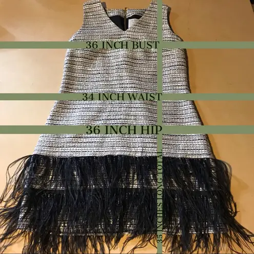 Sail To Sable STS TWEED METALLIC SHIFT DRESS WITH FEATHER TRIM HEM ACCENT (8) - Image 14