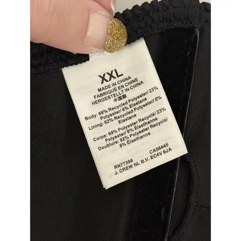 J.Crew NWT Heritage Textured O-Ring Bandeau Bikini Top BP264 Black Size XXL 2XL