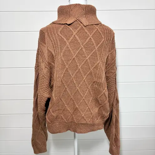 Elie Tahari Elie. brown chunky cable knit sweater women’s Size XL